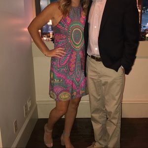 Alice & Trixie high neck pattern Silk dress